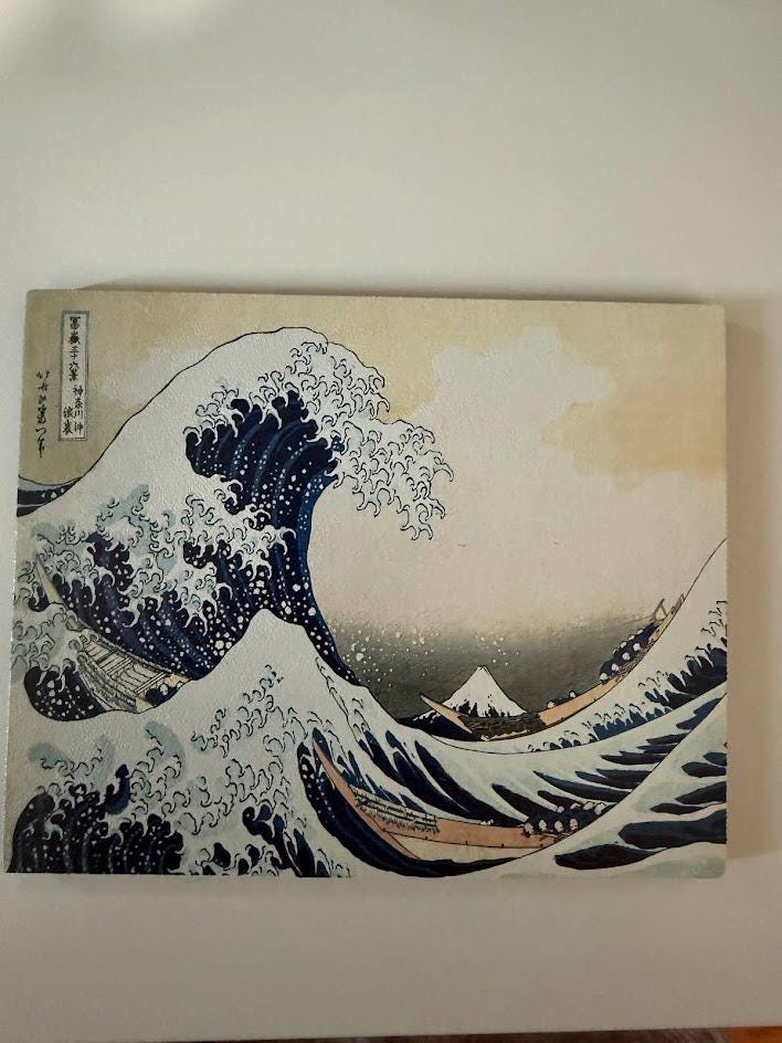Hokusai Wave Steam Machine Faceplate, UV Printed Japanese Art Console Skin, close-up of the uninstalled Great Wave faceplate panel against a plain light background